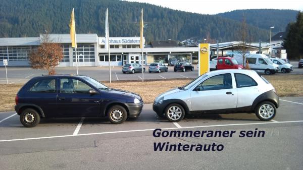 Links mein Corsa und der rechte, also der Ford Ka, das Alltagsauto meiner Frau
